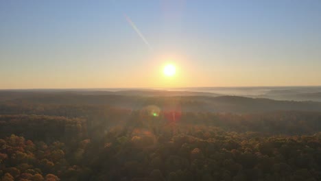 Sunrise-flyaway-shot-from-drone---4K