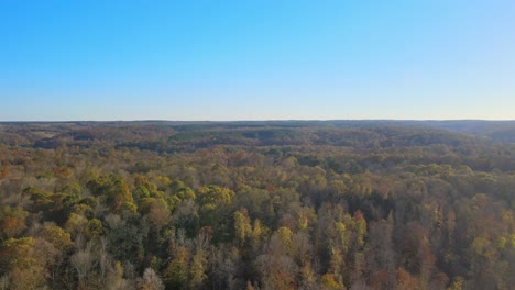 Fliegen-über-Die-Landschaft-Von-Tennessee-Mit-Blauem-Himmel-Im-Hintergrund