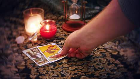 A-mystical-fortune-teller-lays-out-a-tarot-card-spread
