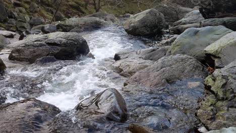 Cascada-Rocosa-River-Creek-Que-Fluye-Sobre-Rocas-En-El-Otoño-Estacional-De-Bosques-Dolly-A-La-Derecha