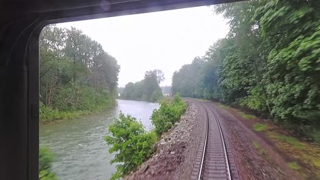 Timelapse-Of-Train-In-Motion-View-From-Rear-Window