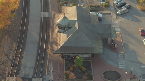 Overhead-view-of-train-station-and-railroad-tracks-in-Kirkwood-in-St