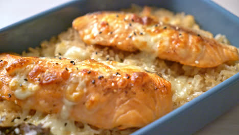baked-salmon-with-cheese-and-spicy-miso-rice-bowl