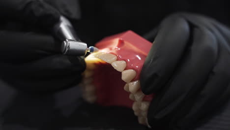 Dental-composite-Polishing-Demonstration-with-Grinding-Drill---Eye-level-extreme-close-up