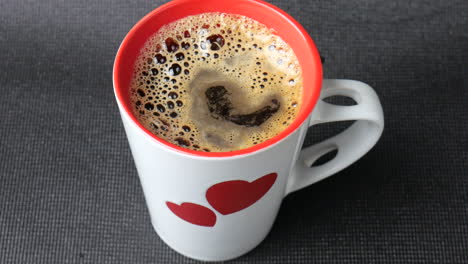 Coffee-mug,-cafe-cup,-morning-drink,-beverage,-hot-valentine-drink,-espresso,-heart-print-on-cup