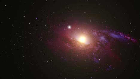 Eine-Rotrote-Galaxie-Mit-Heller-Energie-In-Der-Mitte-Bewegt-Sich-Im-Universum