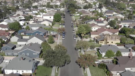 Aerial-of-houses-in-residential-neighborhood,-Burbank,-California