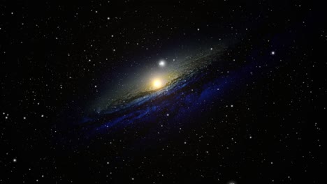 Eine-Galaxie-Mit-Heller-Energie-Im-Zentrum,-Die-Im-Universum-Schwebt