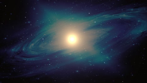 Eine-Blau-Gefärbte-Galaxie,-Die-Sich-Mit-Heller-Energie-In-Der-Mitte-Im-Universum-Bewegt
