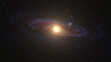 Una-Galaxia-Que-Se-Mueve-En-El-Universo-Con-Energía-Brillante-En-El-Medio