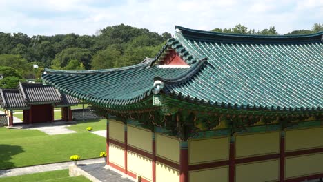 Serene-Traditional-Asian-Garden-Of-The-Korean-Tomb-of-Seven-Hundred-Patriots---medium-shot