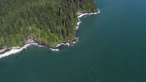Beautiful-Coastline-of-Vancouver-Island,-British-Columbia,-Canada,-Aerial-View