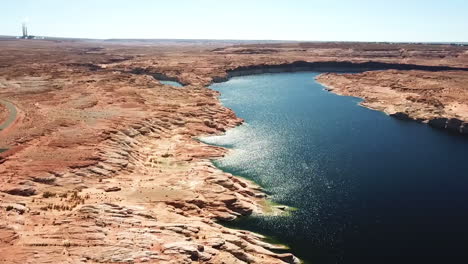 Panning-Aerial-Panorama-Of-Landscape-Surrounding-Lake-Powell-In-USA