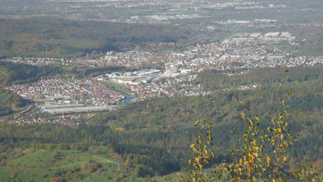 View-on-a-City-in-the-Rhine-Valley-from-the-Teufelsmühle-in-Black-Forest,-Germany