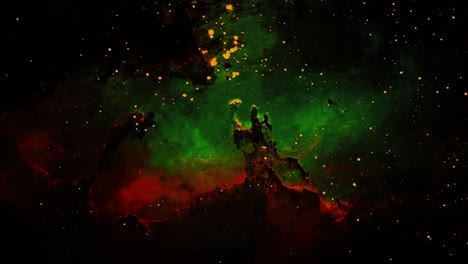 Las-Nubes-De-Nebulosas-Rojas-Y-Verdes-Se-Mueven-En-El-Universo