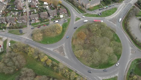 drone-overhead-footage-of-Roundabout-in-UK-with-vehicles