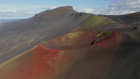 Colorful-mountain-craters-of-Raudaskal,-Iceland--aerial