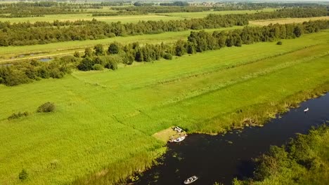 Aerial-view-of-the-Weerribben-National-Park,-Overijssel,-The-Netherlands