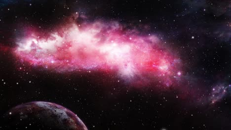 Una-Nube-Nebulosa-Contra-El-Primer-Plano-De-Un-Planeta