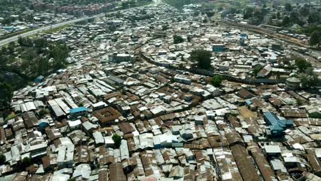 Luftbild-Des-Slums-Von-Kibera,-Einem-Stadtteil-Von-Nairobi-City
