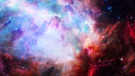 Die-Bildung-Bunter-Nebelwolken-Im-Sternenübersäten-Universum