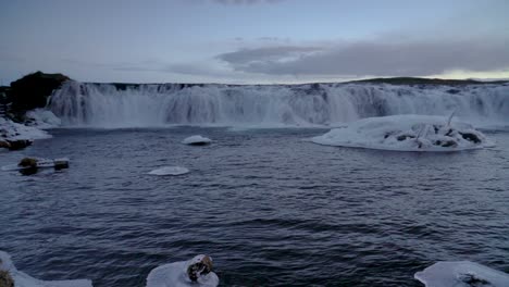 Panoramic-View-Of-Faxi-Waterfall-At-Wintertime-In-South-Iceland