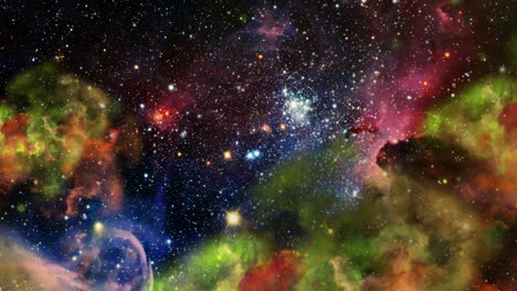 Coloridas-Nubes-Nebulosas-En-El-Universo-Que-Se-Aproxima,-Acercar