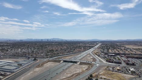 Las-Vegas-Summerlin-residential-suburb-and-city-highway,-high-aerial-view