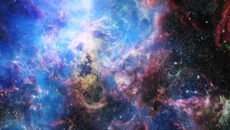 Die-Oberfläche-Von-Nebelwolken,-Die-Im-Sternenübersäten-Universum-Schweben