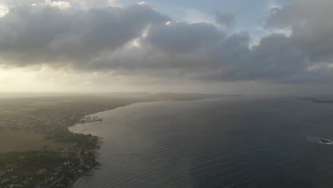 Drone-footage-of-Oslofjord-in-Southern-Norway-with-fast-moving-clouds-in-summer