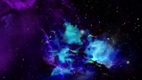 Blaue-Und-Violette-Nebelwolken,-Die-Sich-Im-Universum-Bewegen-Und-Schweben