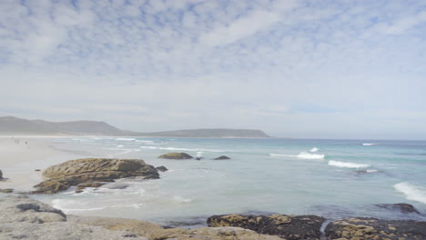 Pan-Across-Beautiful-White-Sand-Beach-in-South-Africa-On-A-Summers-Day