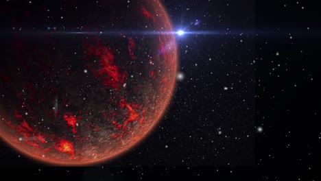 Planeta-Rojo-Que-Reside-En-El-Espacio,-El-Gran-Universo