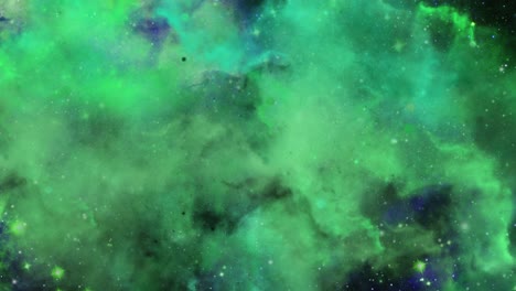 Nubes-Nebulosas-Verdes-Flotantes,-El-Vasto-Universo