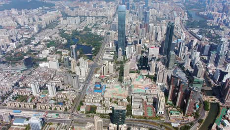 Aerial-view-over-Shenzhen-skyline-on-a-beautiful-clear-day