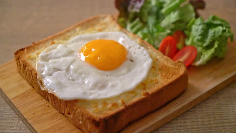 homemade-bread-toasted-with-cheese-and-fried-egg-on-top-with-vegetable-salad-for-breakfast