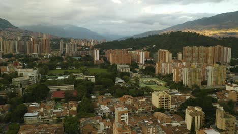 Aerial-View-of-Condo-Buildings-in-Beautiful-Mountainous-City