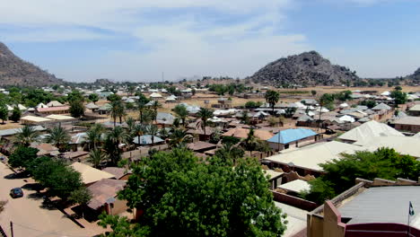 Descending-aerial-view-of-Dass-city-in-Nigeria's-Bauchi-State-on-a-calm-and-clear-day