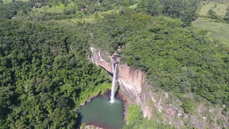 4k-Aerial-scene---Cascade-of-Chuvisqueiro,-Rolante,-Brazil