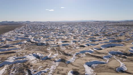 Panoramic-Shot-Of-Snow-Covered-Little-Sahara-Desert-Sand-Dunes-Utah