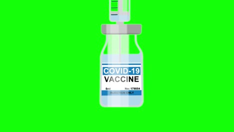 Animation-of-a-syringe-filling-with-Covid-vaccine,-on-green-screen