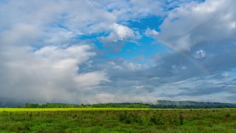Ein-Regenbogen-Und-Gewitterwolken-über-Der-Sumpfigen-Wildnis