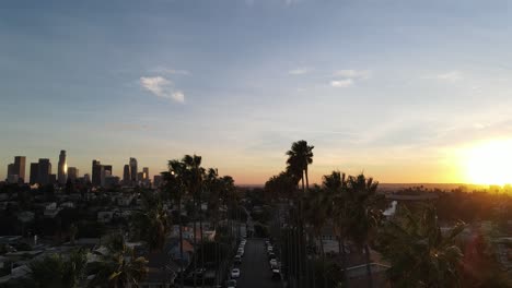 Hermosa-Calle-Bordeada-De-Palmeras-En-Los-Angeles