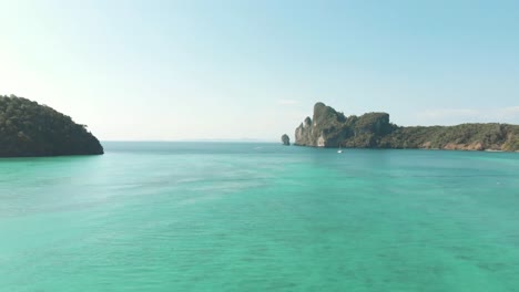 Ko-Phi-Phi-Islands-idyllic-sea-bay,-pristine-and-calm-ocean-waters