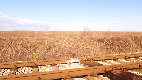 Empty-railroad-in-the-countryside-on-hot-sunny-day