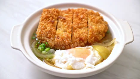 Japanese-fried-pork-cutlet-with-onion-soup-and-egg---Asian-food-style