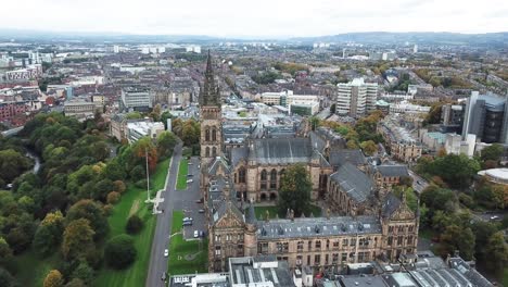 Aerial-forward-over-Glasgow-University-in-Scotland