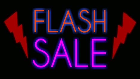 Flash-Sale-Text-Leuchtreklame-Animation-Fluoreszierendes-Licht-Leuchtender-Banner-Hintergrund