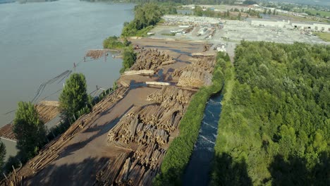 Aerial-view-of-an-large-logging-factory-site