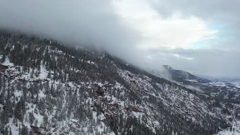 Vista-Aérea-De-Nevadas-Ligeras-Y-Nubes-Sobre-Colinas-Cubiertas-De-Nieve-De-Las-Montañas-De-San-Juan-Y-Ouray,-Ciudad-En-El-Suroeste-De-Colorado,-Suiza-De-América